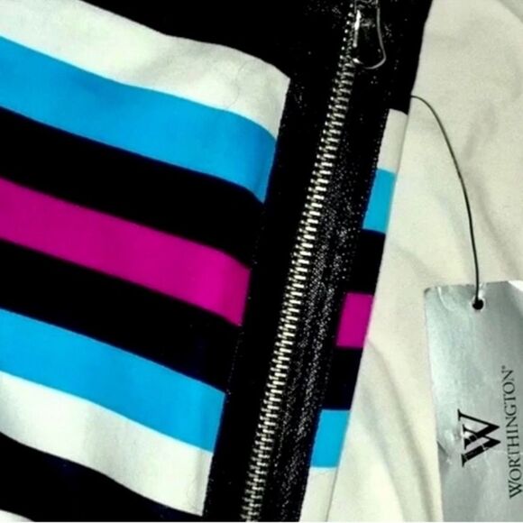 Worthington NWT Skirt Colorful Bold Striped - Size 14 Trending Easter Skirt - Picture 10 of 16